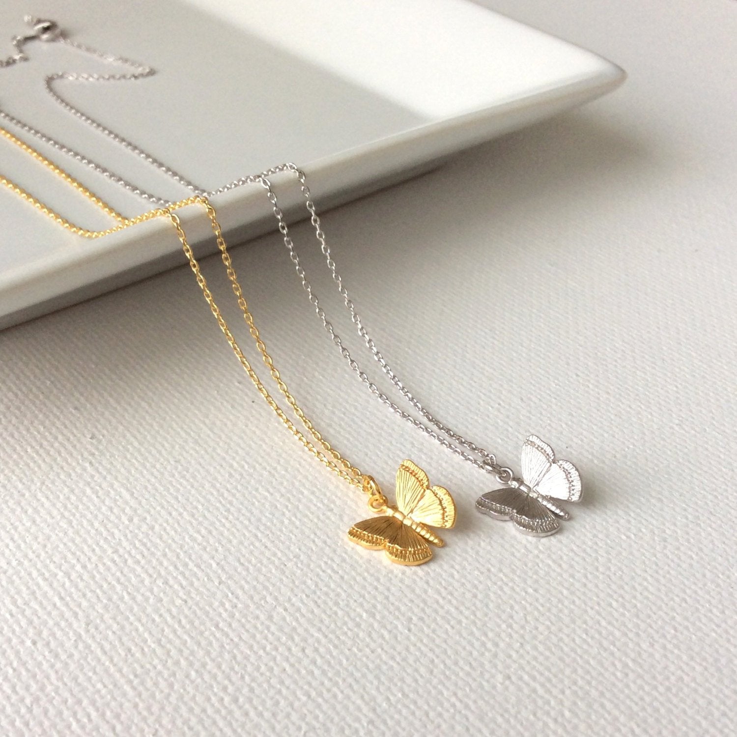 Gold Butterfly Necklace Beth and Olivia Handmade