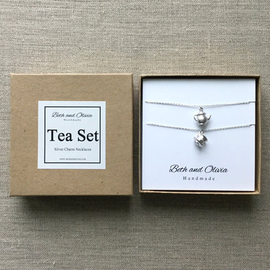Silver Tea Set Charm Necklaces