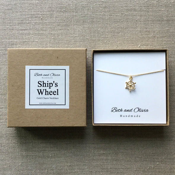 Gold Ship’s Wheel Necklace