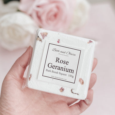 Rose Geranium Bath Bomb Square