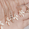 Gold Matron of Honor Leaf Necklace
