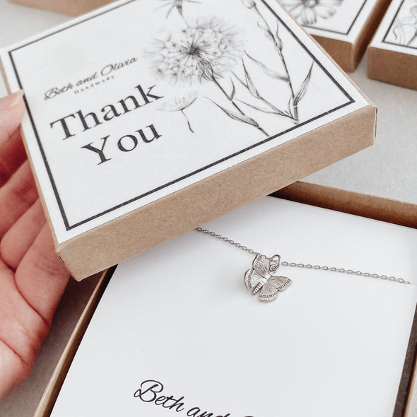 Thank You Silver Butterfly Alphabet Necklace